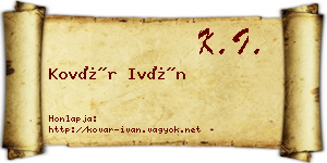 Kovár Iván névjegykártya